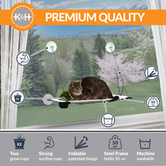 K&H Window Lounger Cat Perch with Cat Grass Grow Station